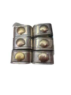 Similar Items to Six Silverplate Napkin Rings Brass Seashell Decoration Vintage,